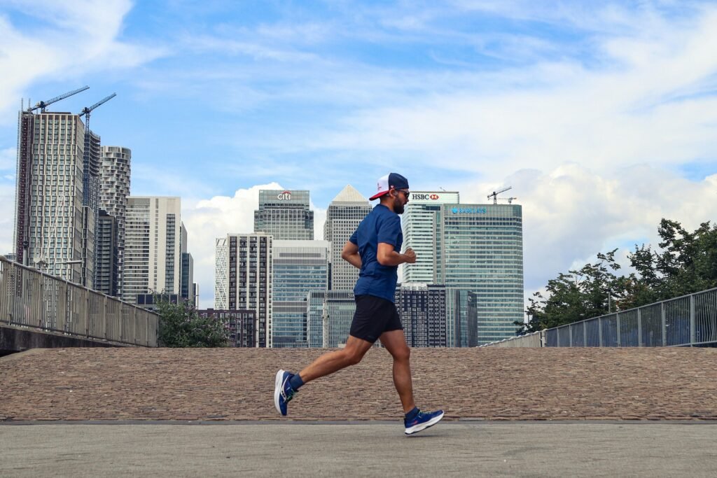 "man practicing morning walk for a healthy lifestyle"